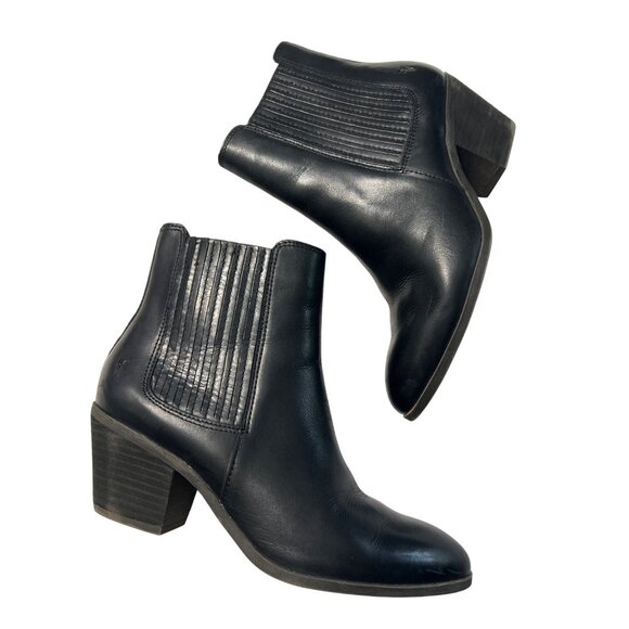 Frye Womens Black Leather Ankle Boots Size 7.5 Western Style - Picture 1 of 13